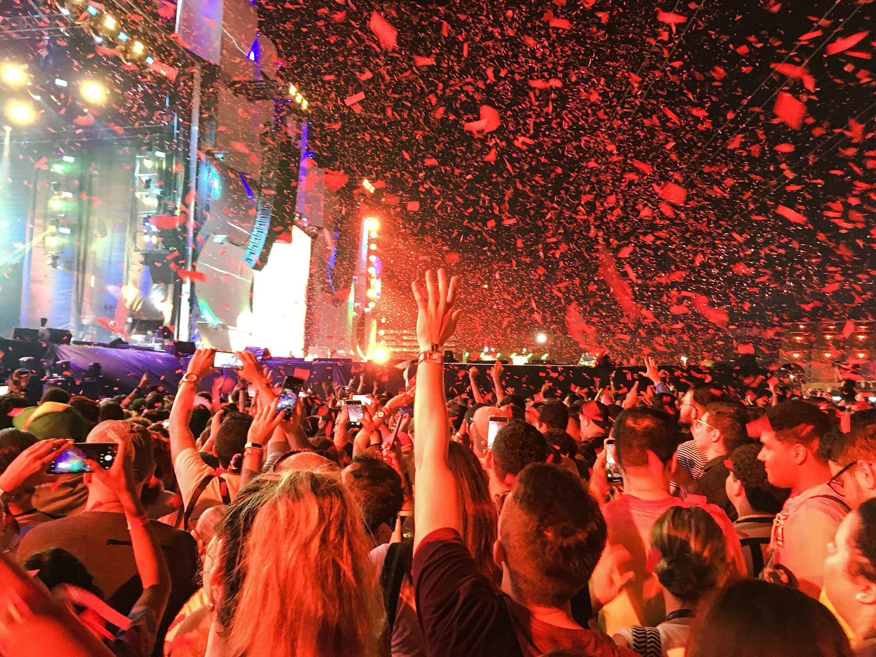 Confetti over the crowd at a Rock in Rio show in Rio de Janeiro in October 2019. The photo is from the 2019 edition, not the one covered here.