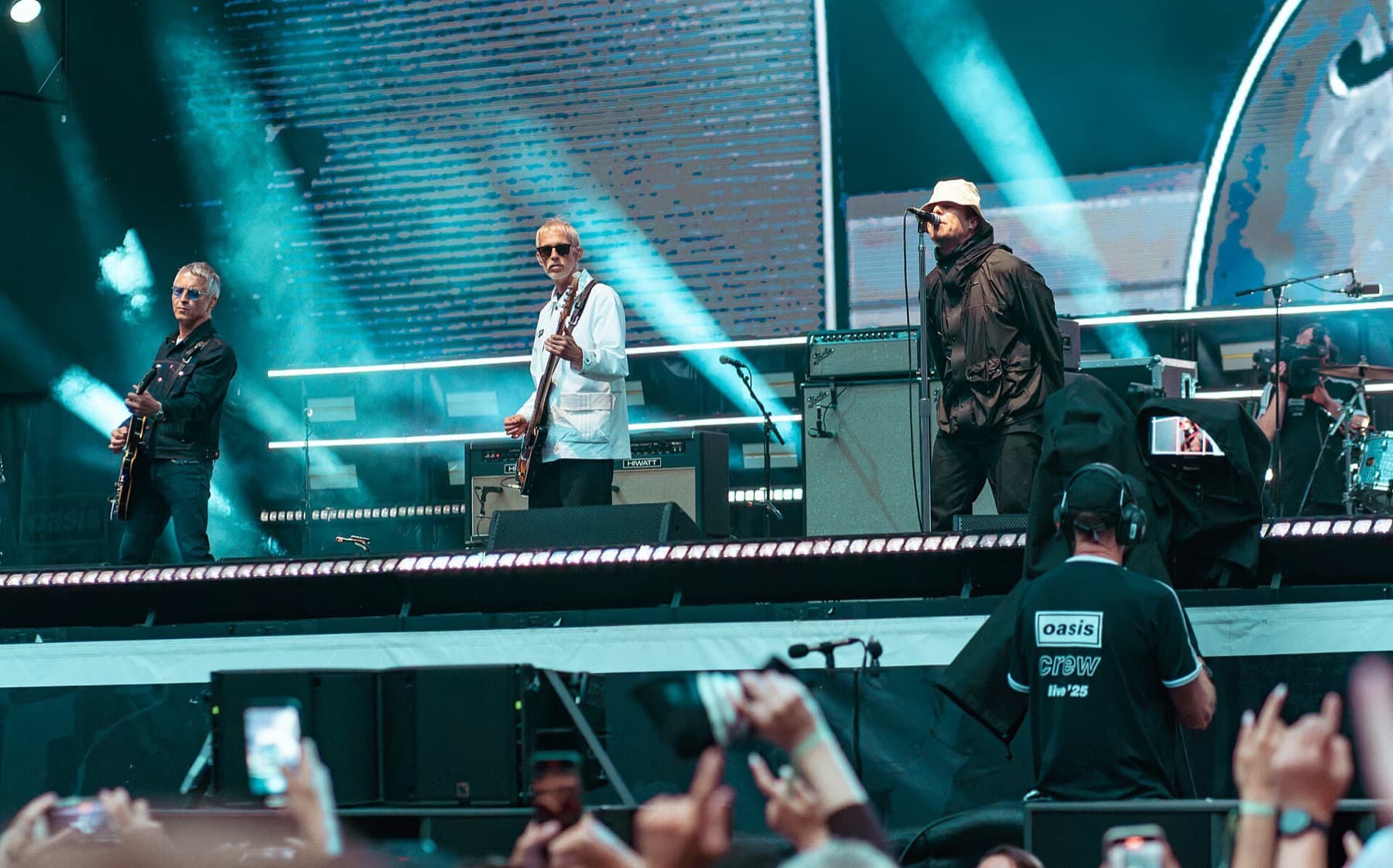 Oasis on stage at Wembley Stadium, London, on 3 August 2025. The UK government's briefing on its Draft Ticket Tout Ban Bill cites the sale of tickets for the band's Live '25 tour.